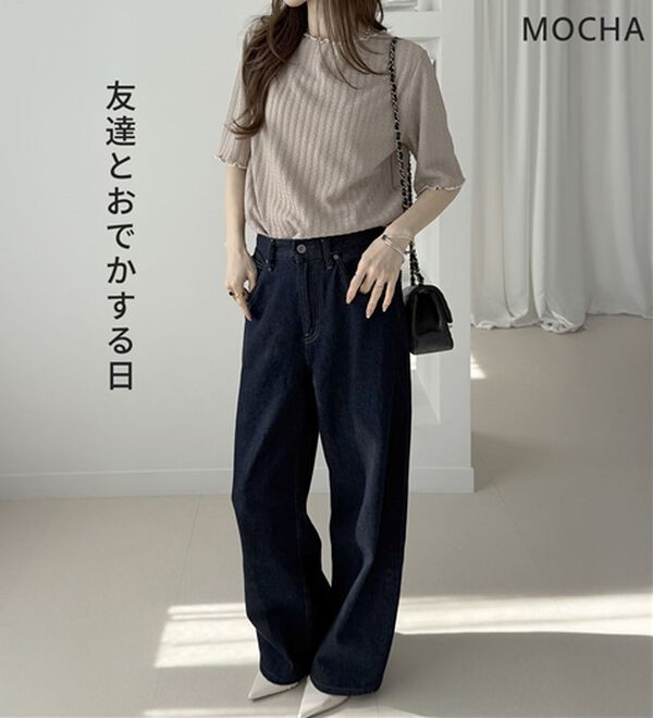 GeeRA（ジーラ）の「配色メロー５分袖表面感カットソー（カットソー）」｜詳細画像