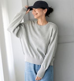 BELLUNA（ベルーナ）の「スウェットライクラメニットプルオーバー（ニット・セーター）」｜杢グレー