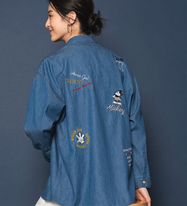 BELLUNA（ベルーナ）の「＜Ｄｉｓｎｅｙ＞【ミッキー】飛ばし刺しゅうデニムシャツジャケット（シャツ）」｜詳細画像