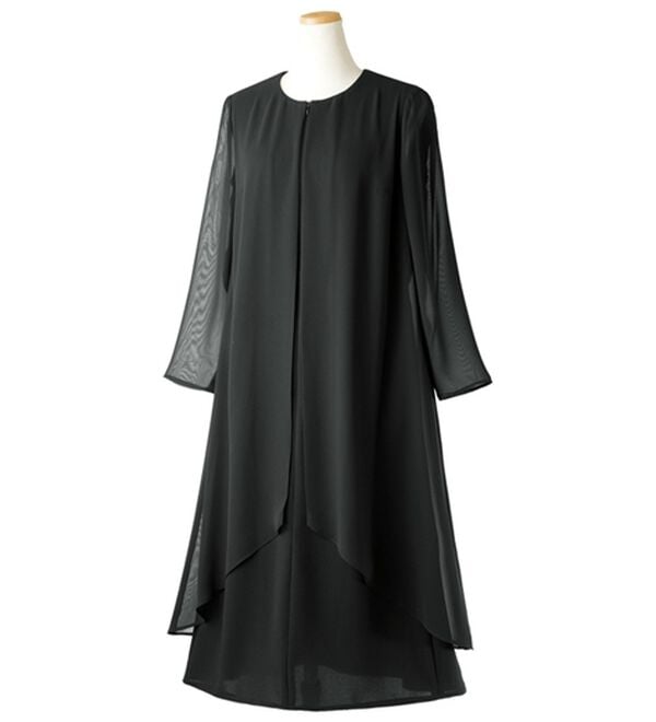 ルフラン（ルフラン）の「アイロンいらず重ね着風ワンピース（ブラックフォーマル（喪服・礼服））」｜詳細画像