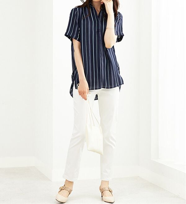 BELLUNA（ベルーナ）の「エアリーツイル裾タックシャツチュニック（チュニック）」｜詳細画像