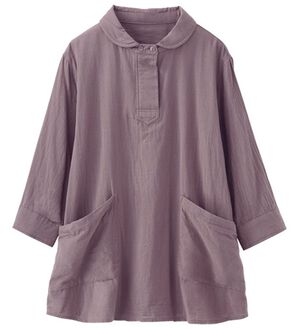 BELLUNA（ベルーナ）の「風が通り抜けるダブルガーゼ素材丸衿ブラウス（ブラウス）」｜モーブ