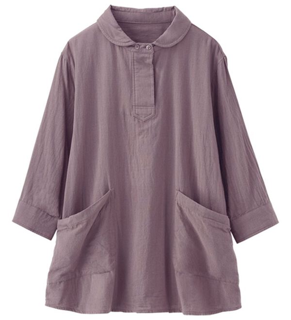 BELLUNA（ベルーナ）の「風が通り抜けるダブルガーゼ素材丸衿ブラウス（ブラウス）」｜モーブ