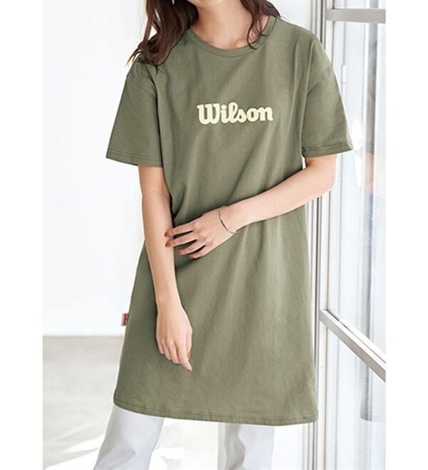 BELLUNA（ベルーナ）の「＜Ｗｉｌｓｏｎ＞コットン１００％ビッグＴシャツ（チュニック）」｜オリーブ