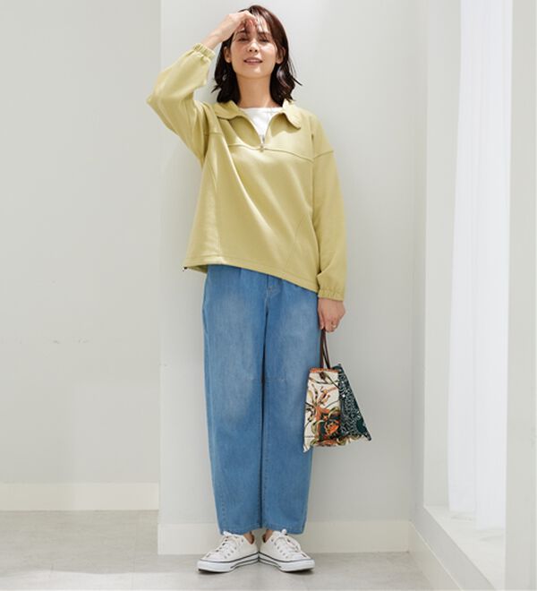 BELLUNA（ベルーナ）の「異素材使いハーフジッププルオーバー（カットソー）」｜詳細画像