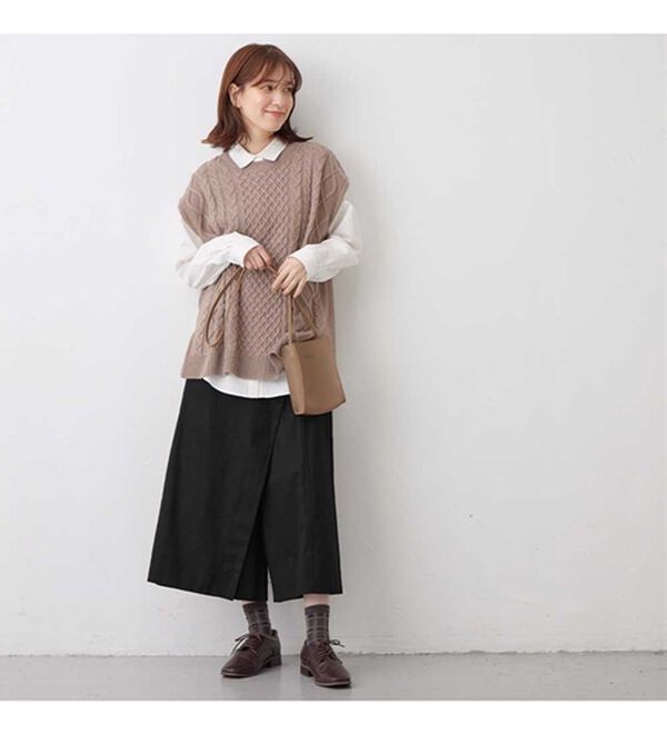 Viola e Viola（ヴィオラ エ ヴィオラ）の「綿１００％ラップ風カフェパンツ（ワイドパンツ・ガウチョ）」｜詳細画像