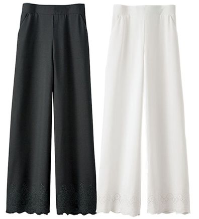 BELLUNA（ベルーナ）の「【２本組】裾レースワイドパンツ（フルレングスパンツ）」