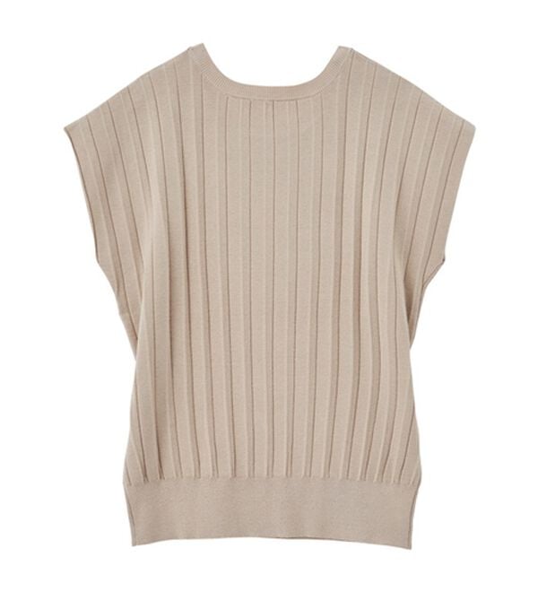 GeeRA（ジーラ）の「プリーツ編フレンチスリーブリブトップス（ニット・セーター）」｜詳細画像