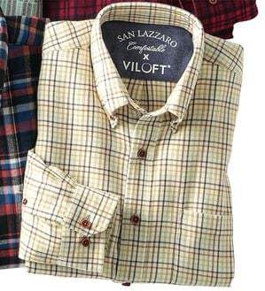 「＜バイロフト（Ｒ）＞カシミヤタッチネルシャツ（メンズシャツ）」｜ベージュチェック