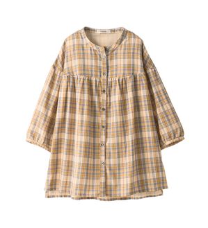 BELLUNA（ベルーナ）の「ダブルガーゼ素材切替デザインブラウス（ブラウス）」｜ピンク系チェック