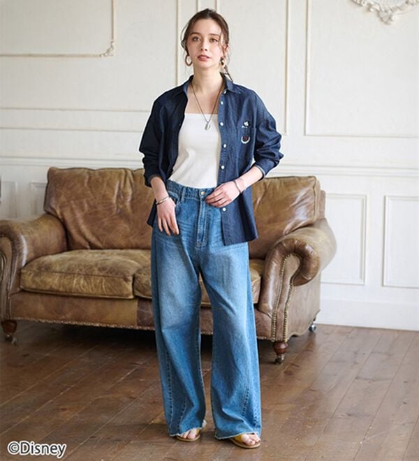 BELLUNA（ベルーナ）の「＜Ｄｉｓｎｅｙ＞【ミッキー】飛ばし刺しゅうデニムシャツジャケット（シャツ）」｜詳細画像