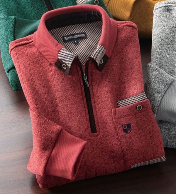 「＜ニコル　モリソン＞こだわりの暖か衿裏起毛トレーナー（メンズトレーナー）」｜ワイン