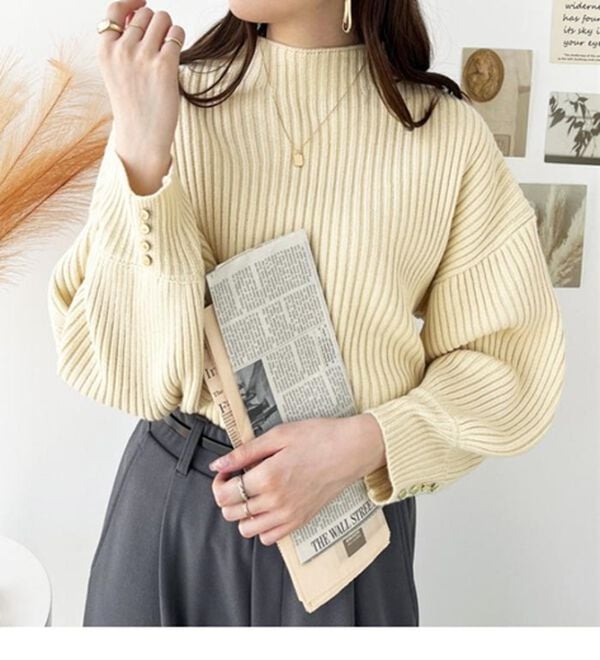 GeeRA（ジーラ）の「袖ボタンボトルネックリブニット（ニット・セーター）」｜詳細画像