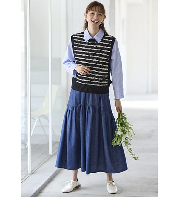 ヘルノ　ニットベスト　　なおみ様♡ ボーダーを上品に着こなすニットベスト - ベルーナ【公式】