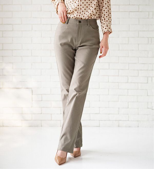 BELLUNA（ベルーナ）の「【選べる裏起毛】静電気防止！ブーツカットヘリンボーンパンツ（フルレングスパンツ）」｜詳細画像