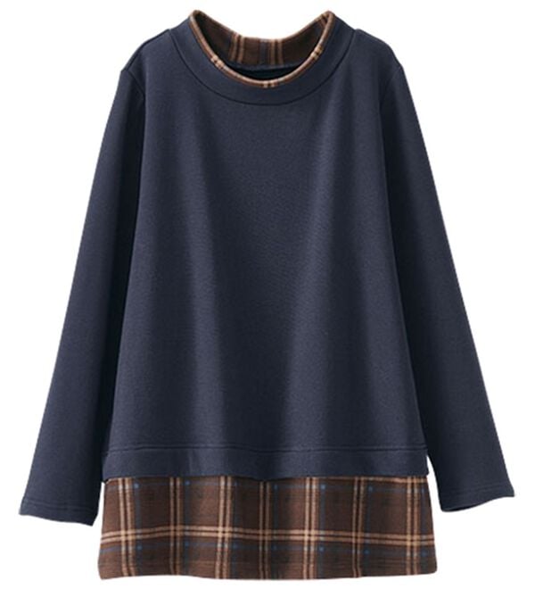 BELLUNA（ベルーナ）の「まるで着る毛布！静電防止付裏ファー重ね着風プルオーバー（カットソー）」｜詳細画像