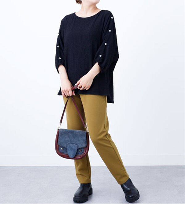 BELLUNA（ベルーナ）の「楊柳素材肩ボタンプルオーバー（カットソー）」｜詳細画像