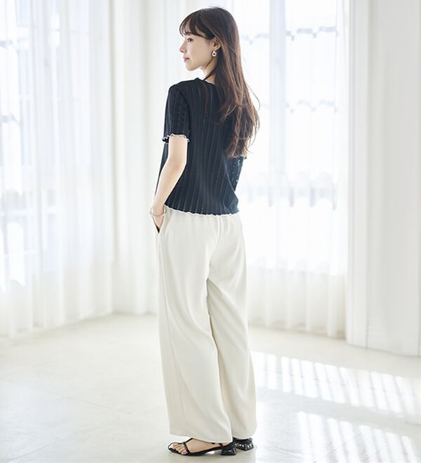 RANAN（ラナン）の「透かし柄メロー配色Ｔシャツ（カットソー）」｜詳細画像