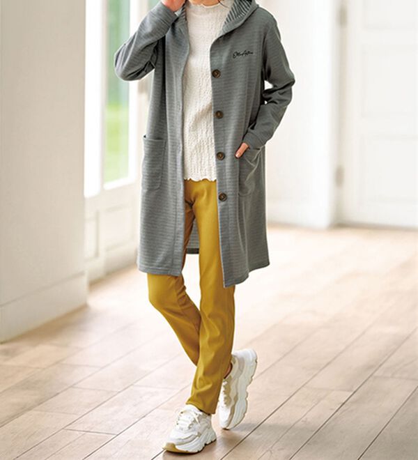 BELLUNA（ベルーナ）の「＜ＥＬＬＥ　Ａｃｔｉｖｅ＞裏ボーダーフードカーディガン（その他カーディガン）」｜詳細画像