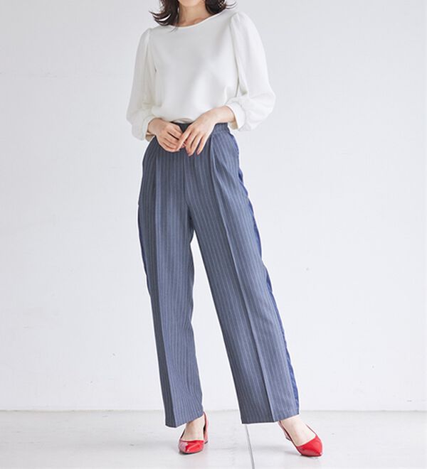 RANAN（ラナン）の「サイドラインシルエットパンツ（フルレングスパンツ）」｜詳細画像