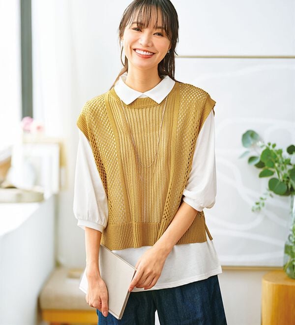 BELLUNA（ベルーナ）の「透かし編ニットベストアンサンブル（アンサンブル）」｜詳細画像