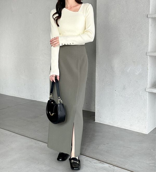 GeeRA（ジーラ）の「オンオフ着られる！スリットタイトスカート（ロングスカート）」｜詳細画像