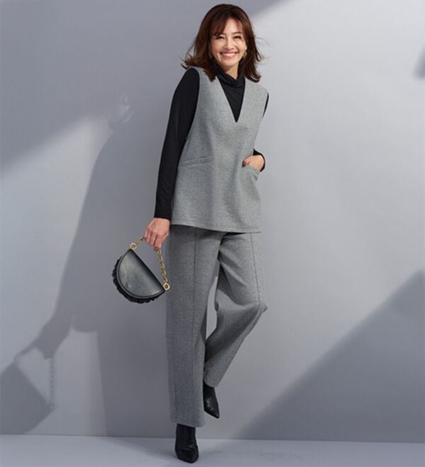 BELLUNA（ベルーナ）の「【セットアップ対応】ウールライク素材Ｖネックべスト（ベスト）」｜詳細画像