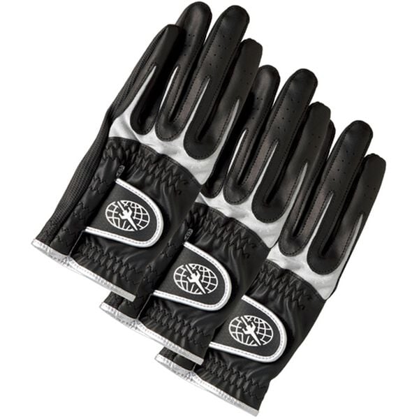 「＜トランスコンチネンツゴルフ＞ゴルフグローブ３枚セット（メンズスポーツ用品）」｜ブラック