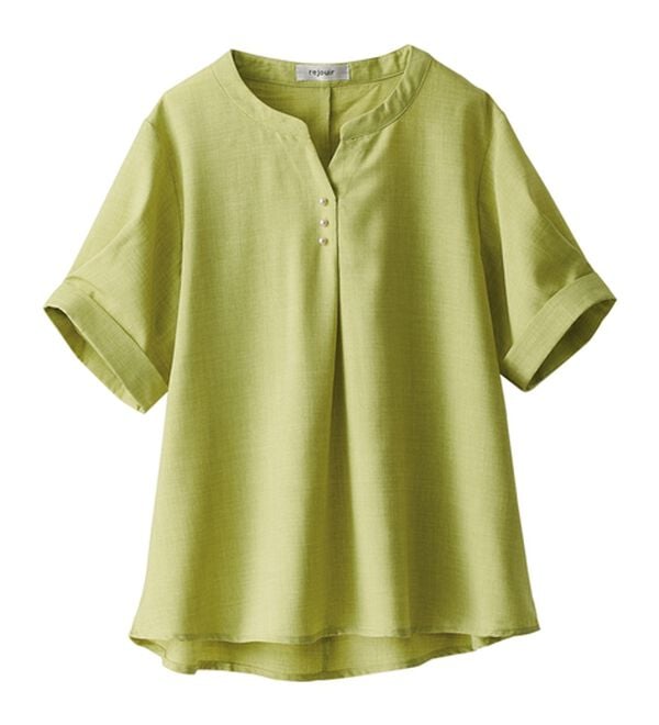 BELLUNA（ベルーナ）の「麻調合繊パール付タックデザインブラウス（ブラウス）」｜詳細画像