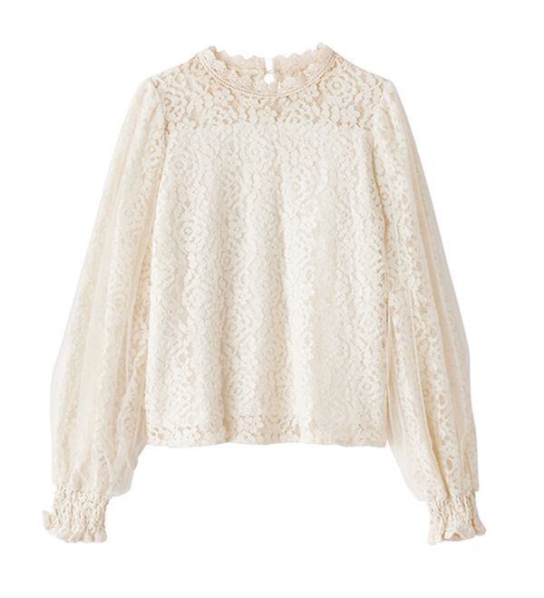 RANAN（ラナン）の「チュールドッキングフラワーレースキャンディースリーブブラウス（ブラウス）」｜詳細画像