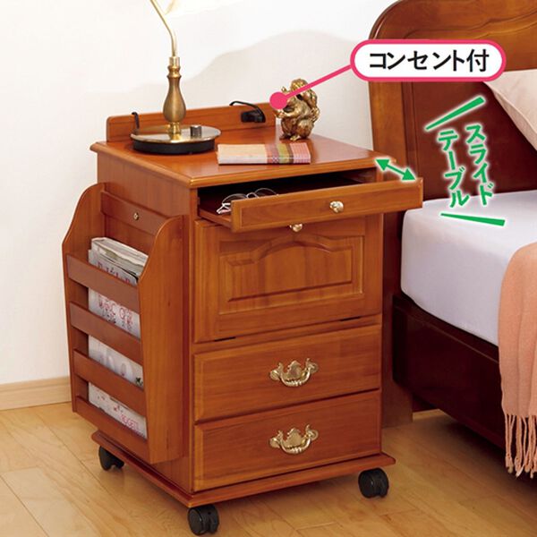 「天然木リビングワゴン（収納ケース・収納ボックス）」｜詳細画像