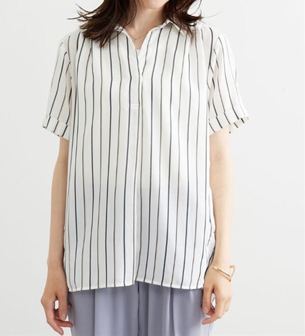 BELLUNA（ベルーナ）の「エアリーツイル裾タックシャツチュニック（チュニック）」｜詳細画像