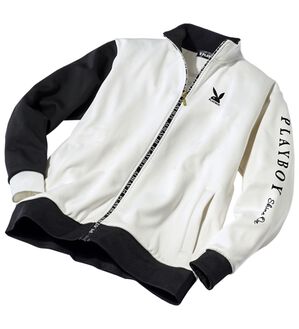 「＜プレイボーイ＞防風裏フリースストレッチジャケット（メンズジャケット）」｜ホワイト