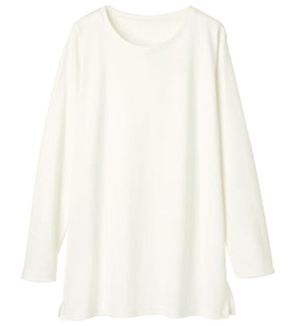 RANAN（ラナン）の「＜ＢＣ＞綿１００％×吸湿発熱！あったか裾スリットロングプルオーバー（カットソー）」｜詳細画像