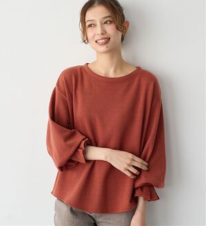 Viola e Viola（ヴィオラ エ ヴィオラ）の「裏ファー袖タックプルオーバー（カットソー）」｜テラコッタ