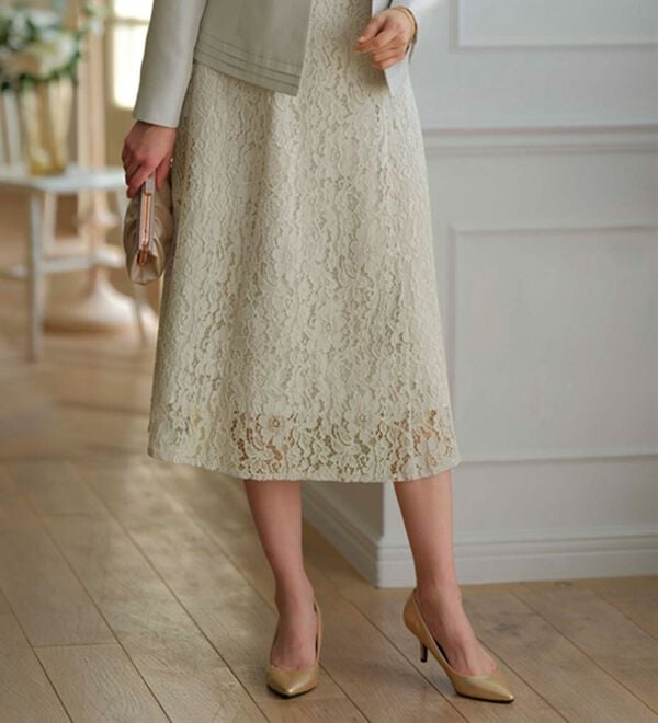 BELLUNA（ベルーナ）の「シャンタン素材ノーカラージャケットレースワンピースアンサンブル（ワンピースセットスーツ）」｜詳細画像