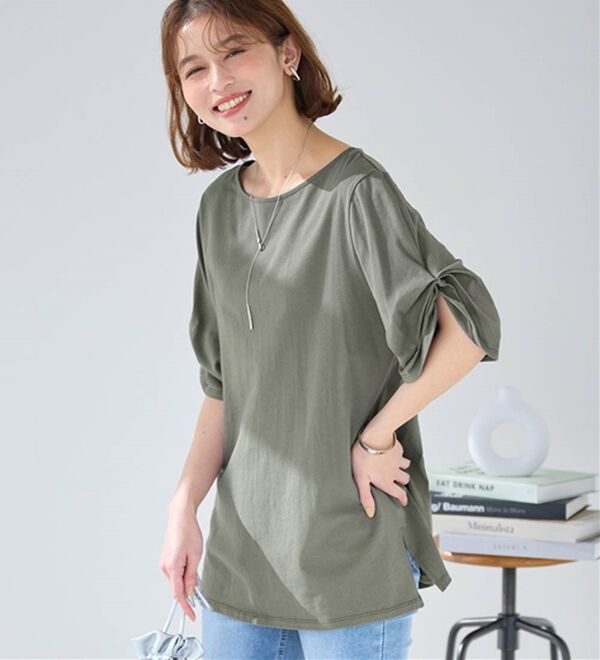 Viola e Viola（ヴィオラ エ ヴィオラ）の「綿１００％袖タックチュニック（チュニック）」｜詳細画像