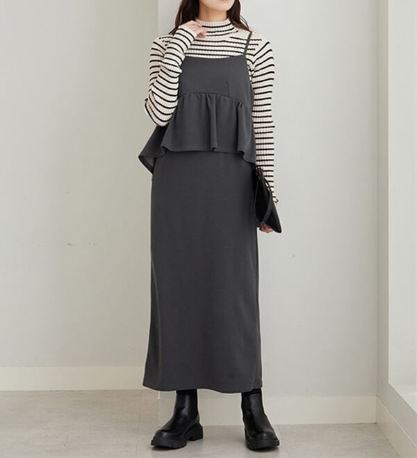 GeeRA（ジーラ）の「楽ちん！ペプラムキャミワンピース（カットソーワンピース）」｜詳細画像