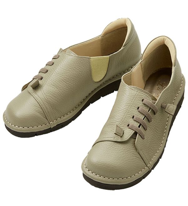 ルフラン（ルフラン）の「＜ラシーナコンフォート＞４Ｅサイドゴムレースアップシューズ（フラットシューズ）」｜グレージュ