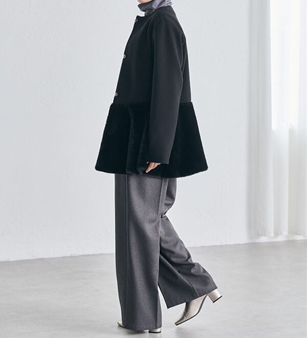 RANAN（ラナン）の「ペプラムファー切替コート（ハーフコート）」｜詳細画像