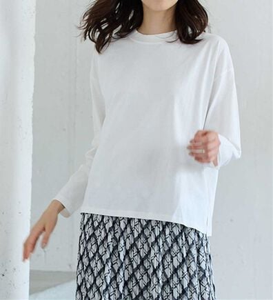 RANAN（ラナン）の「【選べる袖丈】ひんやり！＜BC＞綿100％プチハイネックＴシャツ（カットソー）」