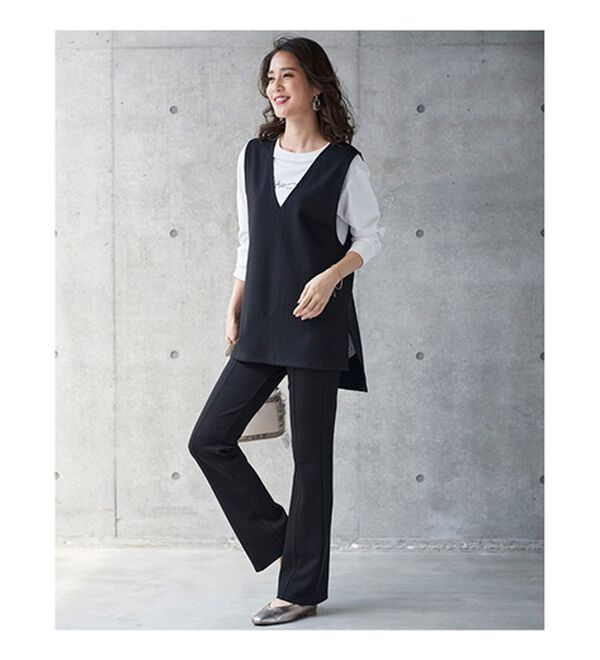 BELLUNA（ベルーナ）の「日本製ウール入りポンチＶネックベスト（ベスト）」｜詳細画像