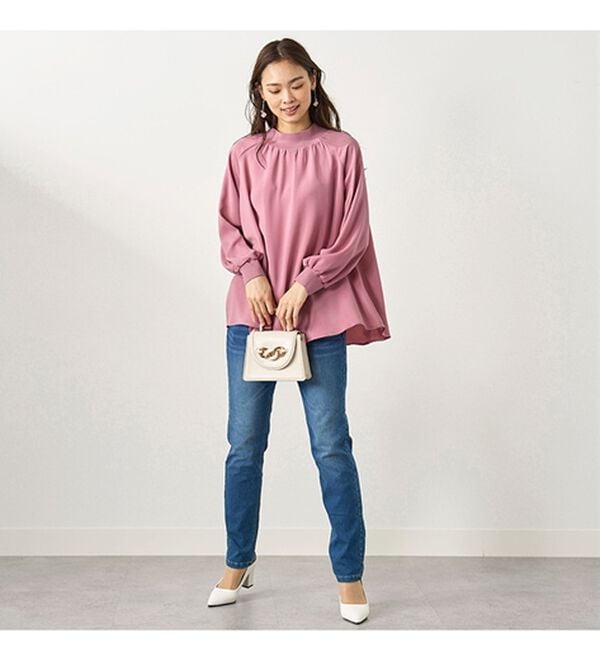 BELLUNA（ベルーナ）の「リブ切替ドレープデザインブラウス（ブラウス）」｜詳細画像