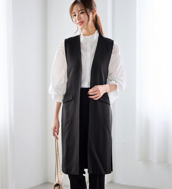 GeeRA（ジーラ）の「【２点セット】ロングジレセットアップスーツ（パンツスーツ）」｜詳細画像