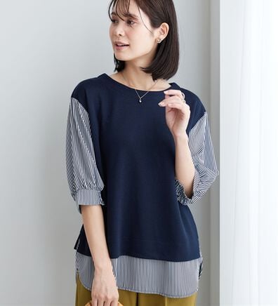 BELLUNA（ベルーナ）の「ラメ調素材シャツフェイクチュニック（チュニック）」