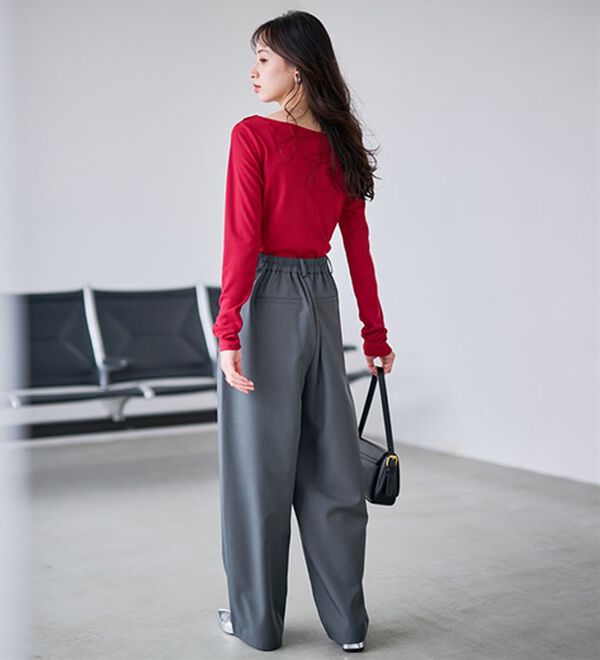 RANAN（ラナン）の「上品ドレープリブロングＴシャツ（カットソー）」｜詳細画像