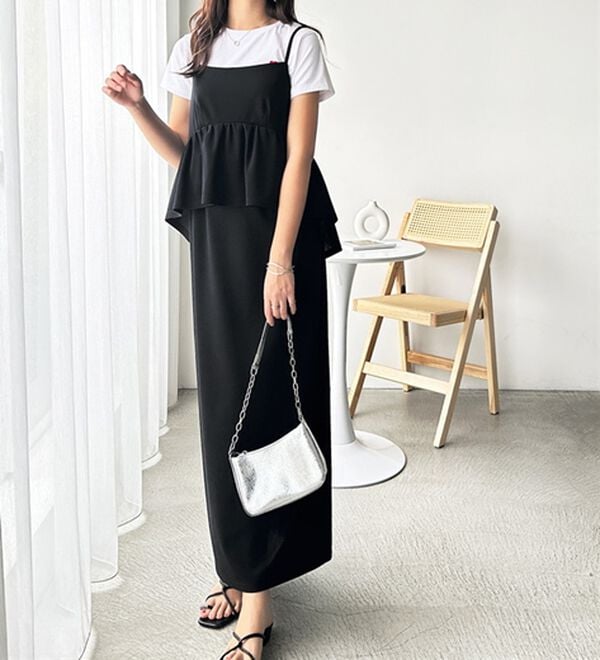 GeeRA（ジーラ）の「楽ちん！ペプラムキャミワンピース（カットソーワンピース）」｜詳細画像