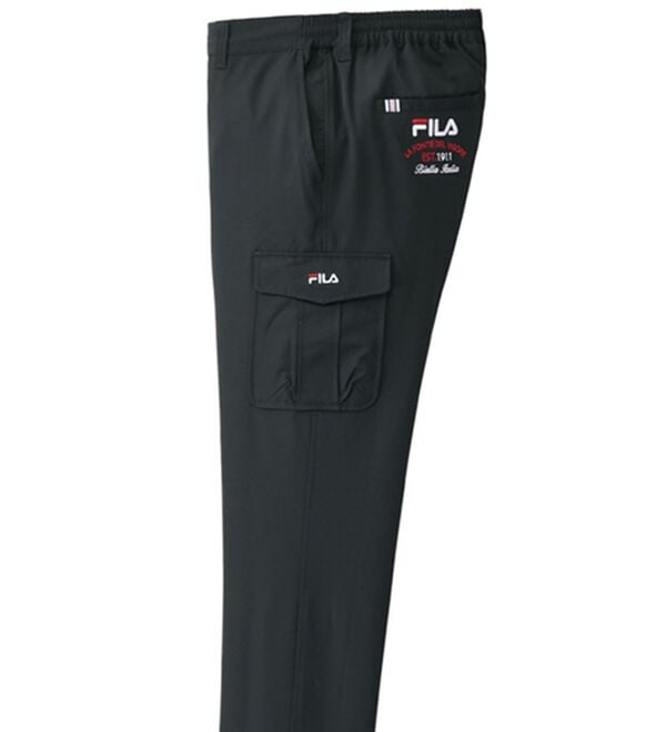 「＜フィラ＞キシリトール加工すっきりカーゴパンツ（メンズフルレングスパンツ）」｜ブラック