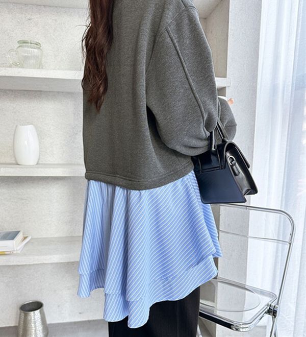 GeeRA（ジーラ）の「レイヤード風ペプラムスウェット（カットソー）」｜詳細画像