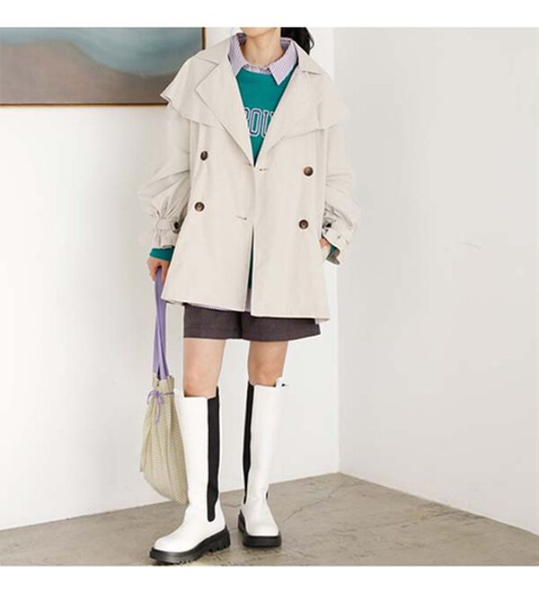 GeeRA（ジーラ）の「ポンチョデザイントレンチ風コート（ハーフコート）」｜詳細画像